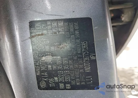 2007 Kia Sorento Ex z USA, uszkodzony, nr VIN KNDJD736775713685